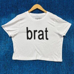 CharliXCX brat Album Cover Electro-Synth Club Pop Crop Top L